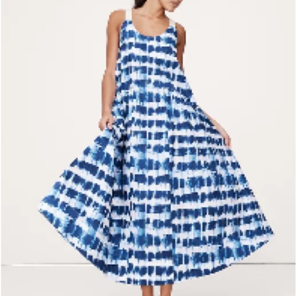 Banana Republic | Blue Shibori Cotton Maxi w/ Adj Straps | Sz XL